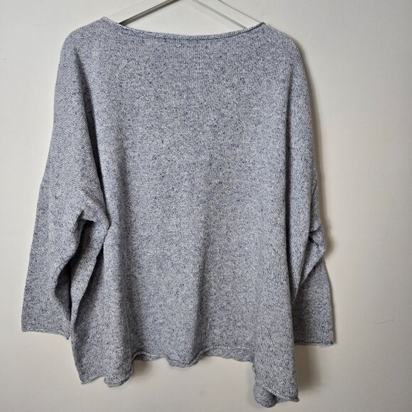 Eskandar OS Linen Blend Long Sleeve Sweater Boat Neck Boxy Relaxed Fit - Picture 1 of 10